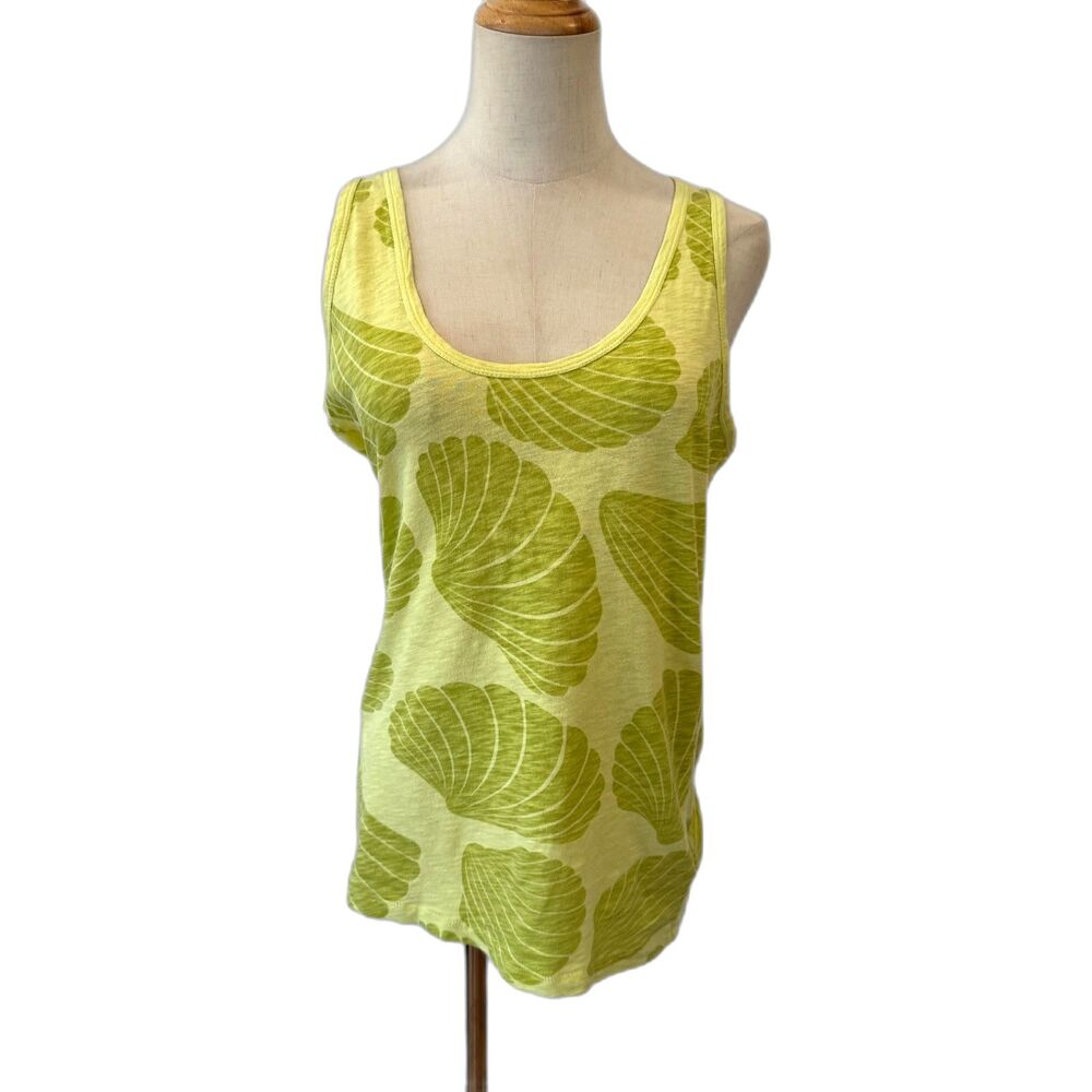 natural Refections Bass Pro Yellow Green Shell Print Tank Top Summer Sm Cotton